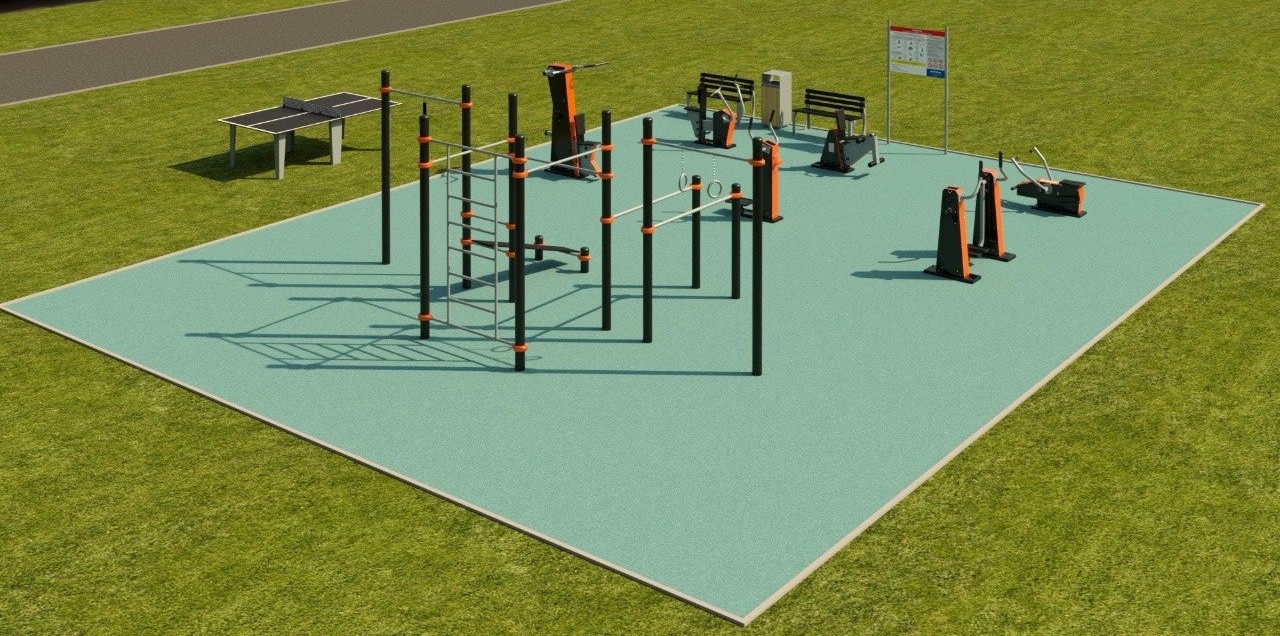 Спортивная площадка №6 (воркаут и тренажеры + теннисный стол)